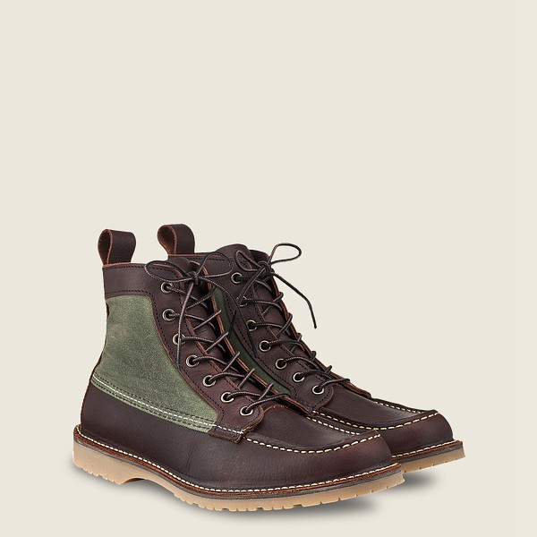 Botas Red Wing Heritage Hombre Marrom Oscuro - Weekender Lona Moc - 6-Inch Oil-Slick Cuero - 293-FDE